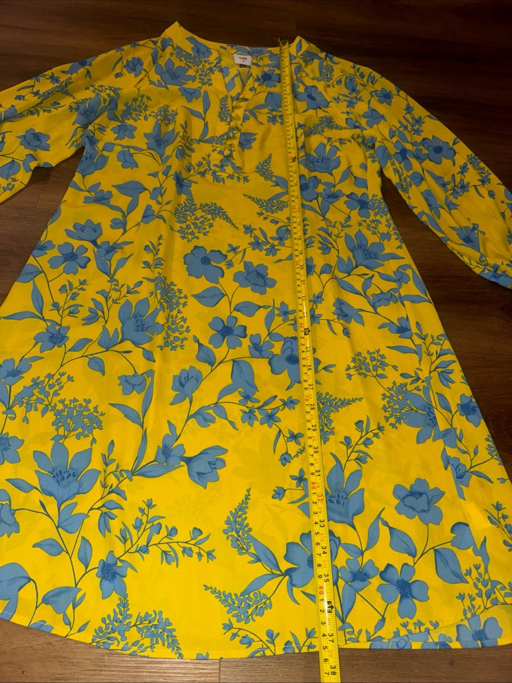 Cabi Yellow & Blue Floral Tunic Dress – Size Medium - Picture 6 of 10